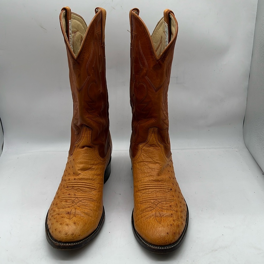 Vintage LUSKEYs BOOTS Western Cowboy  Ostritch Leather men size 10
